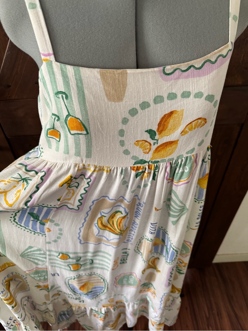 NWT Anthropologie Paper Heart Citrus Italian Coastal Linen Blend Sundress - Picture 3 of 8